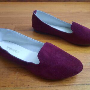 Burgundy suede flats